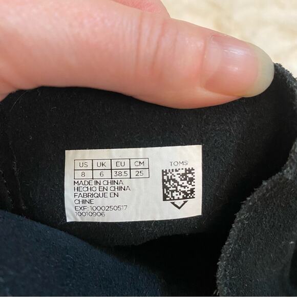 Toms Mila Black Suede Block Heel Lace Up Slouchy Boho Boots Size 8 Womens - Picture 13 of 16